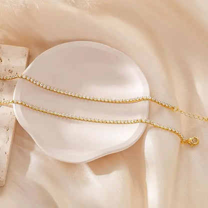 🎀Tewiky Tennis Necklace for Women – 14K Gold Plated / Sterling Silver Cubic Zirconia Choker