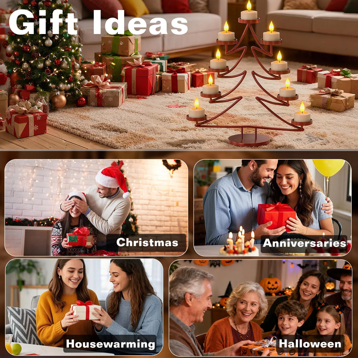 🎀Rechargeable LED Flameless Tealight Candles with Remote Control – 6pcs USB-C Charging Station & Timer