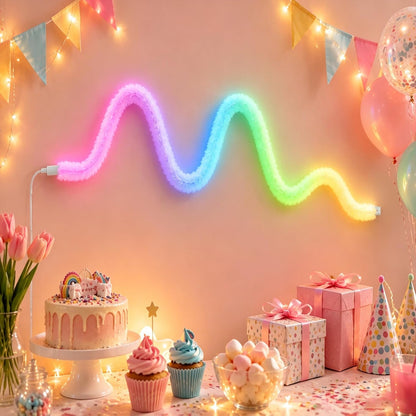 🎉3.3FT Plush USB Neon Rope Lights, 360° Luminous RGB+IC USB LED Light Strip with Remote and APP Control