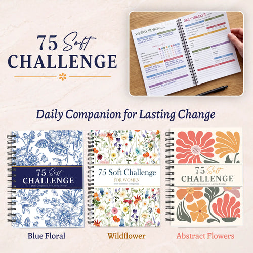 🎀75 Soft Challenge Journal for Women – A5 Spiral 75-Day Habit Tracker Planner