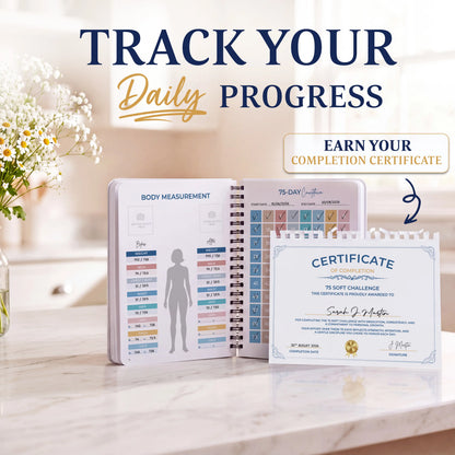 🎀75 Soft Challenge Journal for Women – A5 Spiral 75-Day Habit Tracker Planner