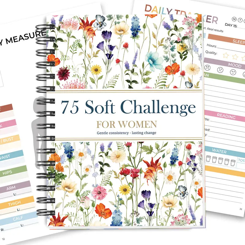 🎀75 Soft Challenge Journal for Women – A5 Spiral 75-Day Habit Tracker Planner