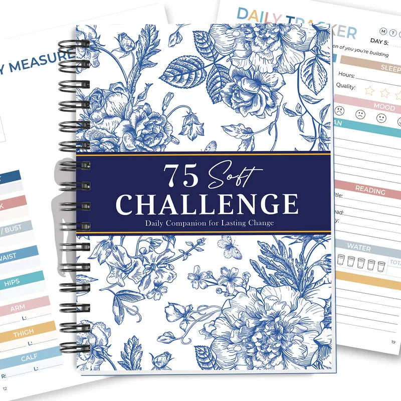 🎀75 Soft Challenge Journal for Women – A5 Spiral 75-Day Habit Tracker Planner