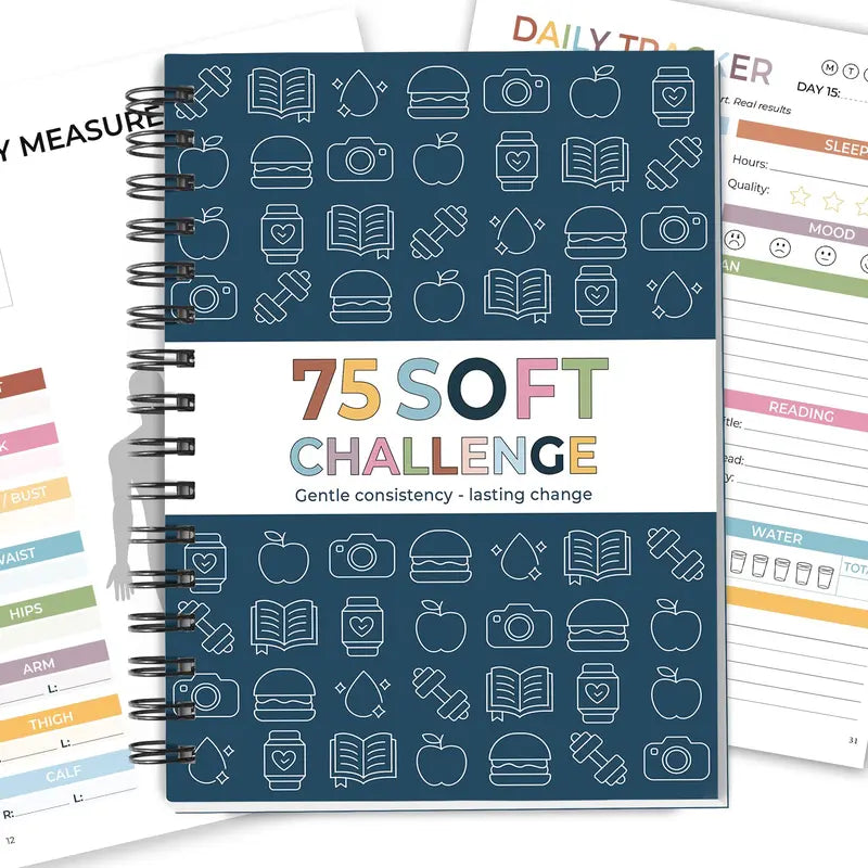 🎀75 Soft Challenge Journal for Women – A5 Spiral 75-Day Habit Tracker Planner