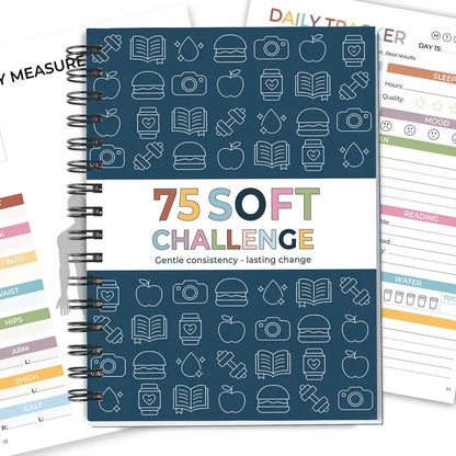 🎀75 Soft Challenge Journal for Women – A5 Spiral 75-Day Habit Tracker Planner