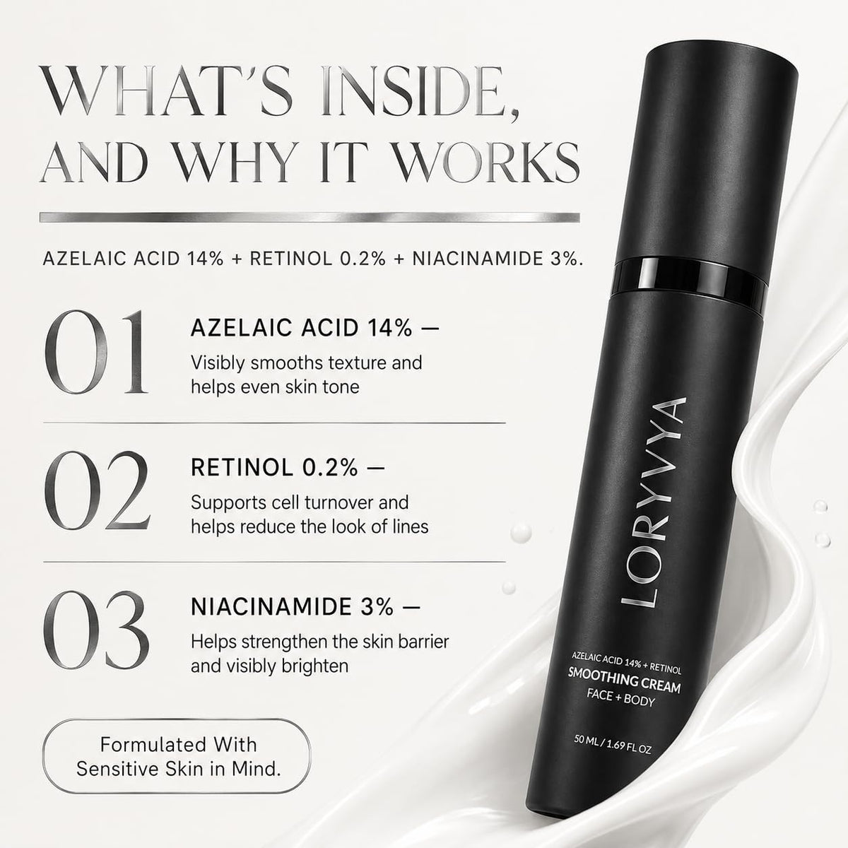 🎀Azelaic Acid 14% + Retinol Smoothing Cream – Face & Body Treatment
