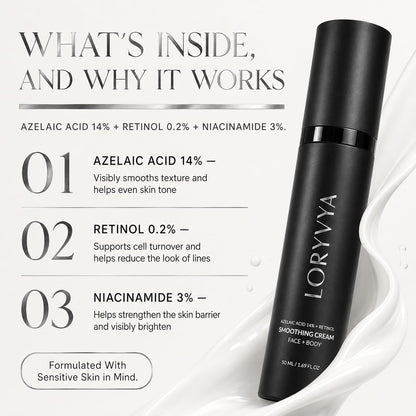 🎀Azelaic Acid 14% + Retinol Smoothing Cream – Face & Body Treatment