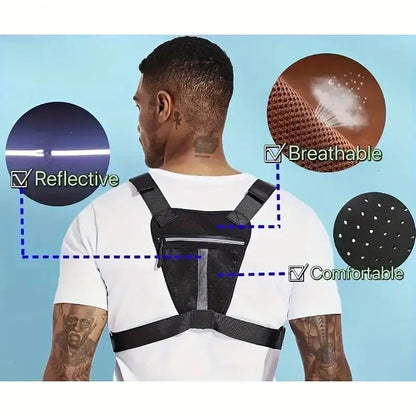 🎀Black Unisex Tactical Chest Vest – Gorpcore Accessory with American Flag Patch