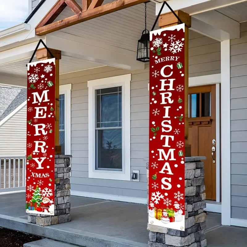 🎀1 Pair of Merry Christmas Banner Signs – Front Porch Door Banner Decorations