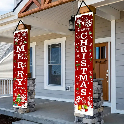 🎀1 Pair of Merry Christmas Banner Signs – Front Porch Door Banner Decorations