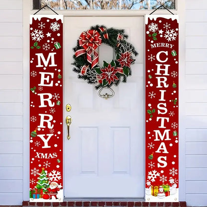🎀1 Pair of Merry Christmas Banner Signs – Front Porch Door Banner Decorations