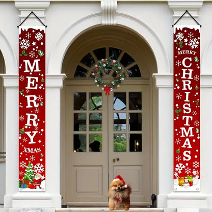 🎀1 Pair of Merry Christmas Banner Signs – Front Porch Door Banner Decorations