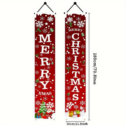 🎀1 Pair of Merry Christmas Banner Signs – Front Porch Door Banner Decorations