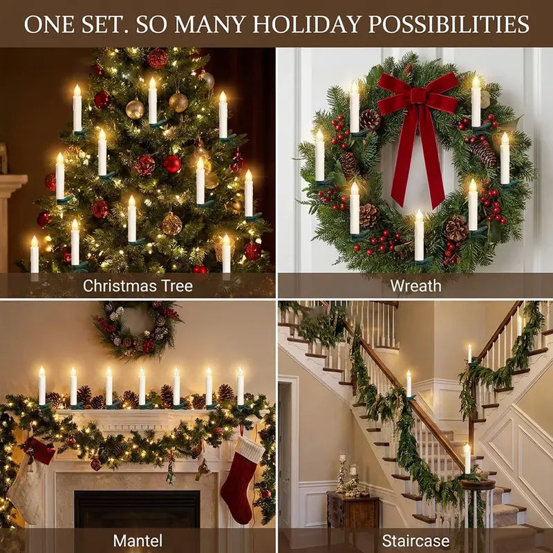 🎀LED Flameless Candle Clip Lights with Remote – 10/20 Pack Battery Operated