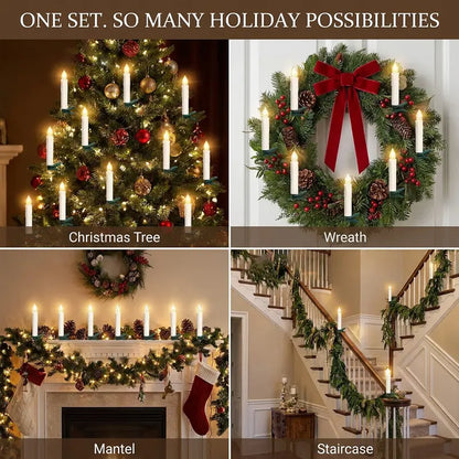 🎀LED Flameless Candle Clip Lights with Remote – 10/20 Pack Battery Operated