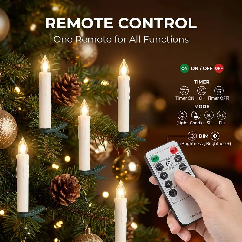🎀LED Flameless Candle Clip Lights with Remote – 10/20 Pack Battery Operated
