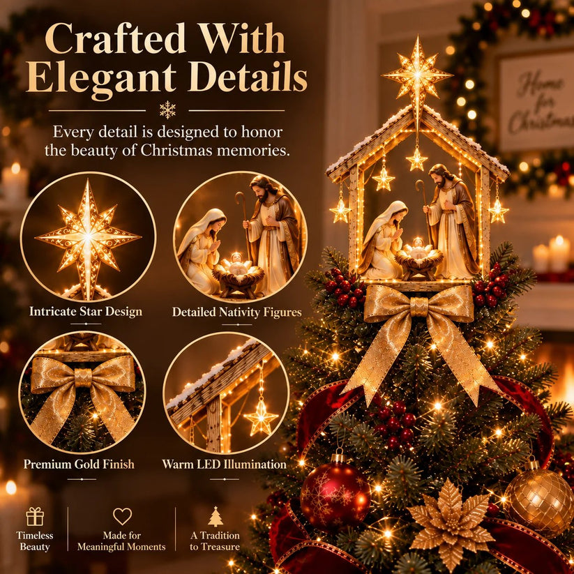 🎉🌟Bethlehem Star™ Nativity Tree Topper Light