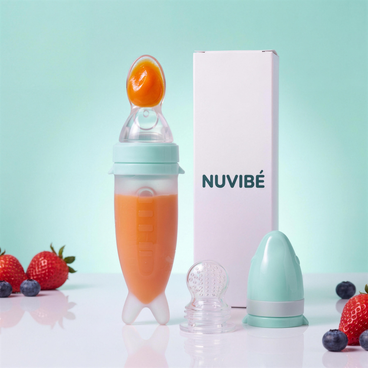❤️ 2-in-1 Baby Food Feeder – Easy Squeeze Spoon & Fruit Feeder