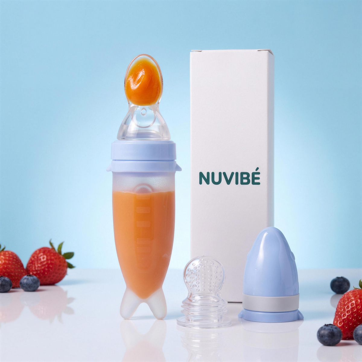 ❤️ 2-in-1 Baby Food Feeder – Easy Squeeze Spoon & Fruit Feeder