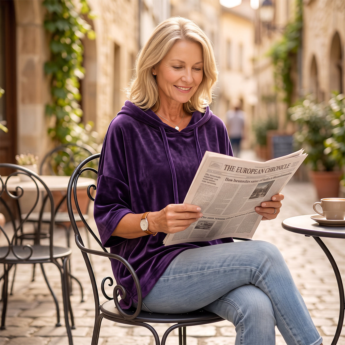 🎀Soft Velour Hoodie – Oversized Half-Sleeve Drawstring Pullover