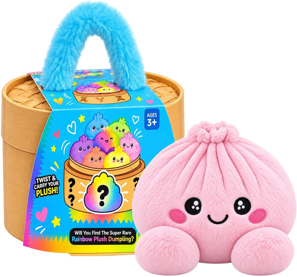 🎉Plush Stuffed Dumpling Squishies, 5.9in Big Rainbow Squid