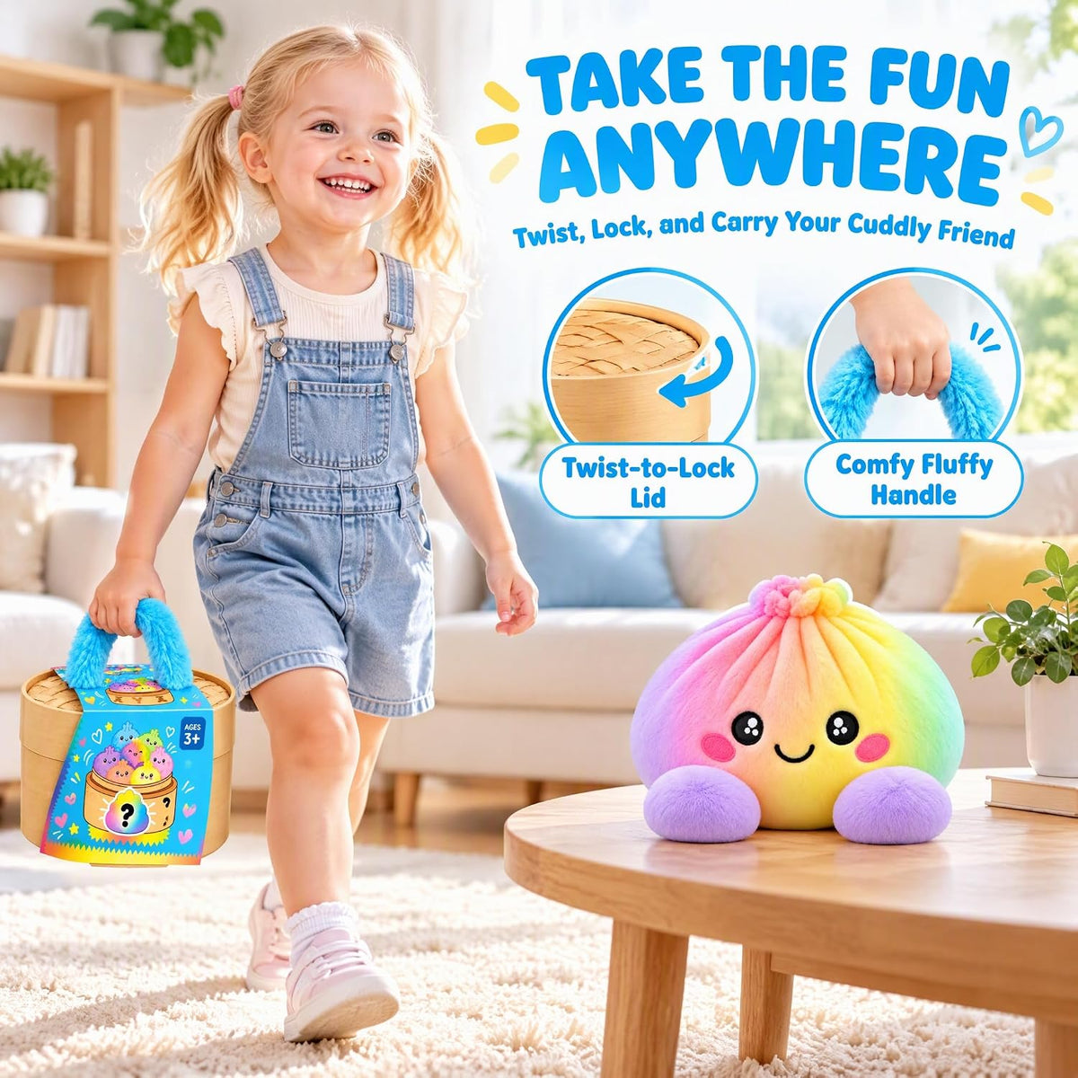 🎉Plush Stuffed Dumpling Squishies, 5.9in Big Rainbow Squid
