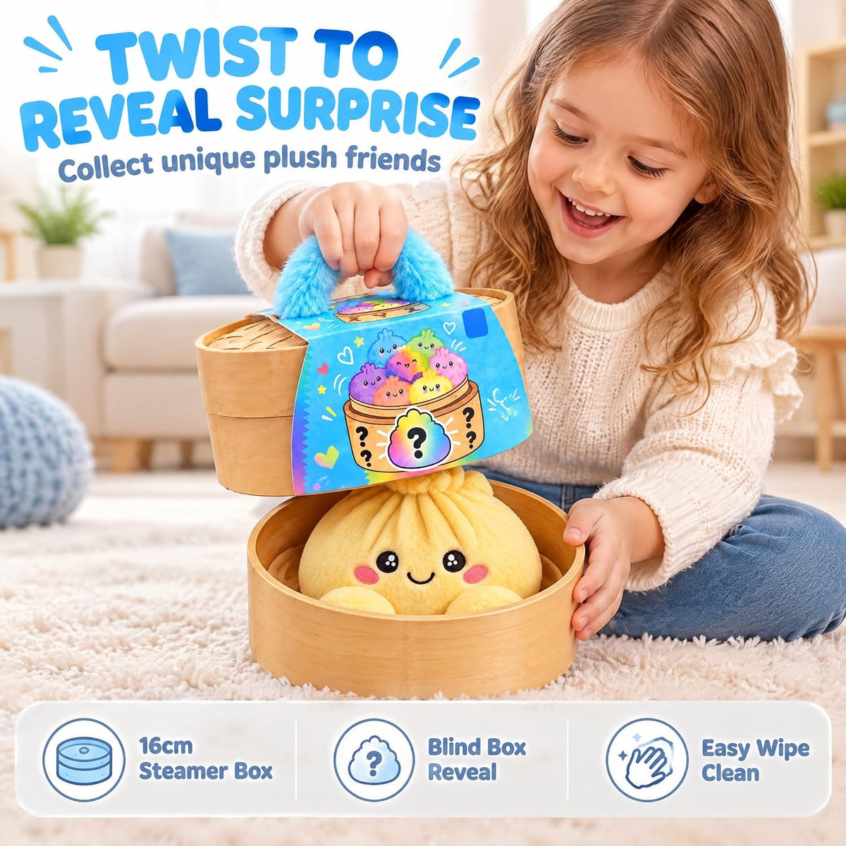 🎉Plush Stuffed Dumpling Squishies, 5.9in Big Rainbow Squid