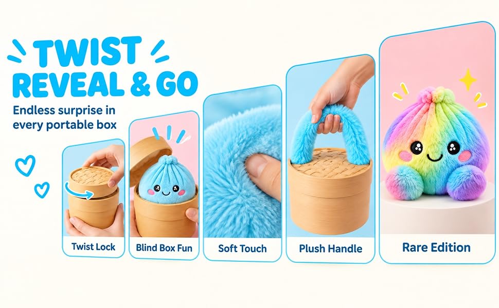 🎉Plush Stuffed Dumpling Squishies, 5.9in Big Rainbow Squid