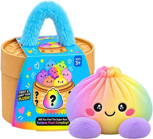 🎉Plush Stuffed Dumpling Squishies, 5.9in Big Rainbow Squid