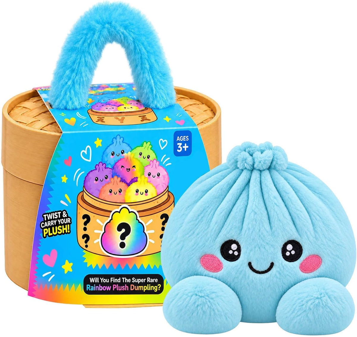 🎉Plush Stuffed Dumpling Squishies, 5.9in Big Rainbow Squid