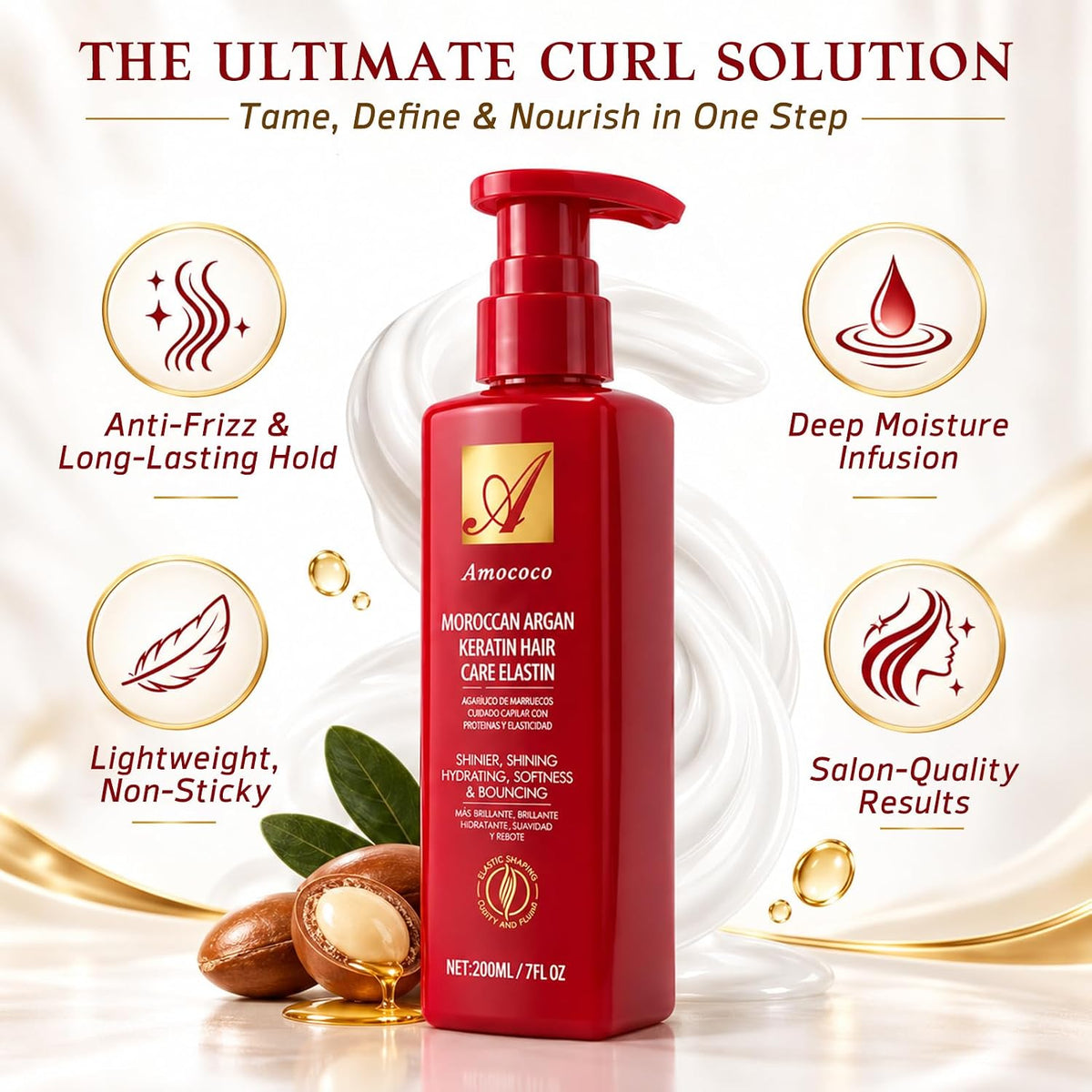 🎉Argan Oil & Keratin Curl Defining Cream-7 fl oz