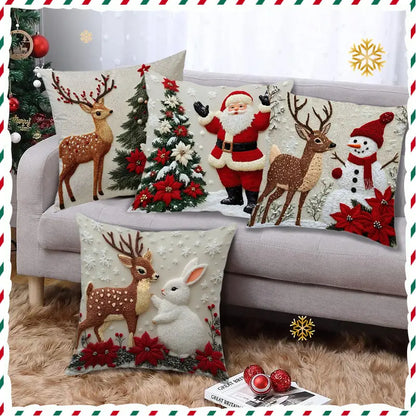 🎀Christmas Throw Pillow Covers – 4-Piece Short Plush Set, 45 × 45 cm