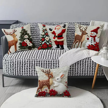🎀Christmas Throw Pillow Covers – 4-Piece Short Plush Set, 45 × 45 cm