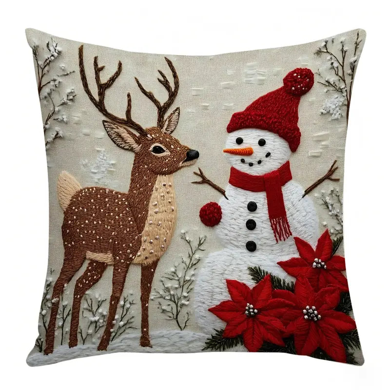 🎀Christmas Throw Pillow Covers – 4-Piece Short Plush Set, 45 × 45 cm