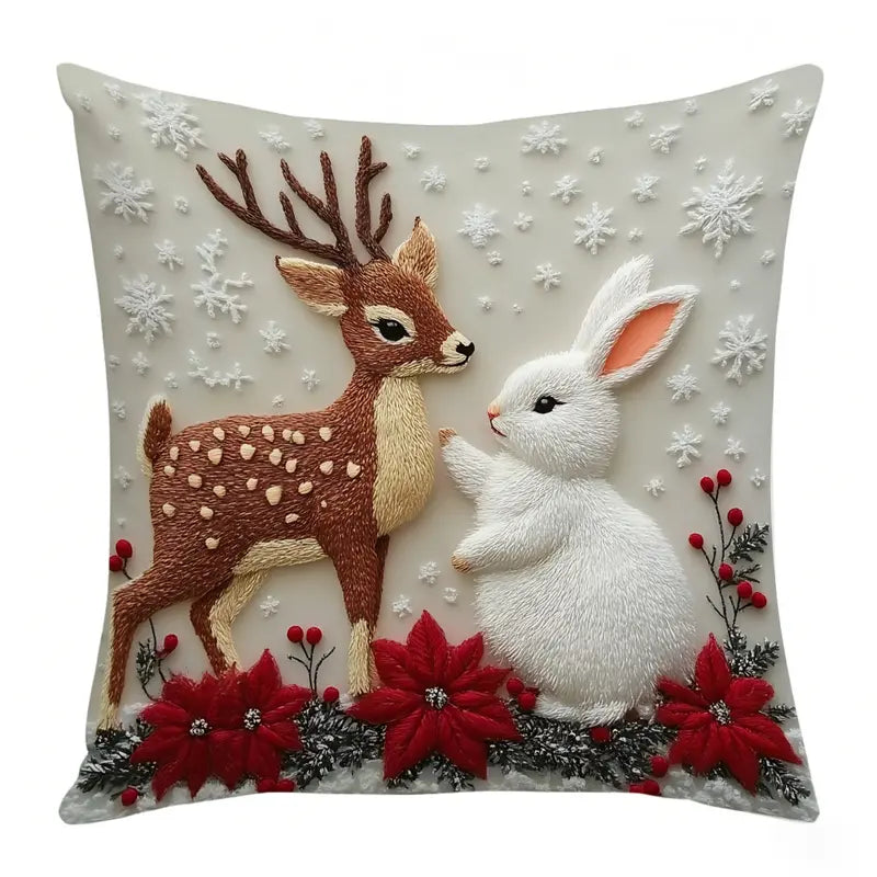 🎀Christmas Throw Pillow Covers – 4-Piece Short Plush Set, 45 × 45 cm