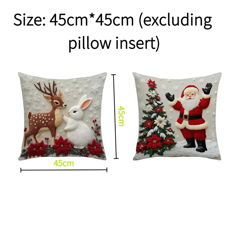 🎀Christmas Throw Pillow Covers – 4-Piece Short Plush Set, 45 × 45 cm