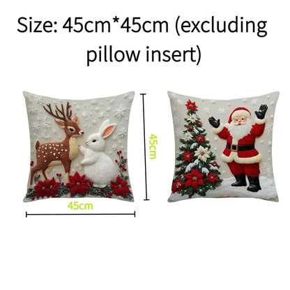 🎀Christmas Throw Pillow Covers – 4-Piece Short Plush Set, 45 × 45 cm