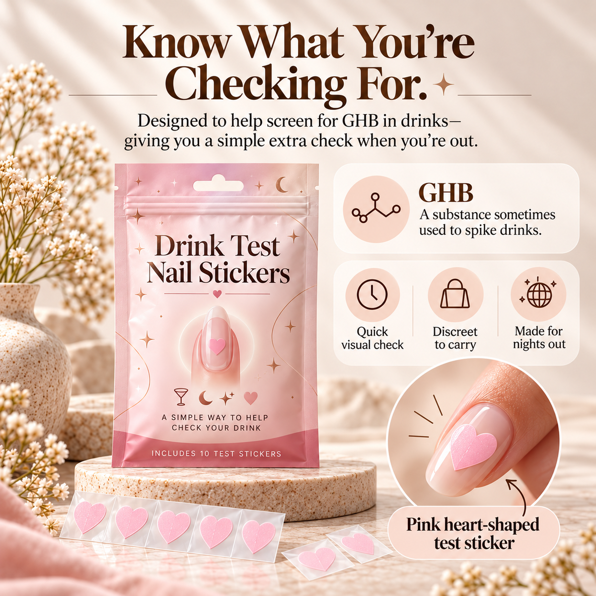 ❤️Drink Check Nail Stickers (20 Pack)