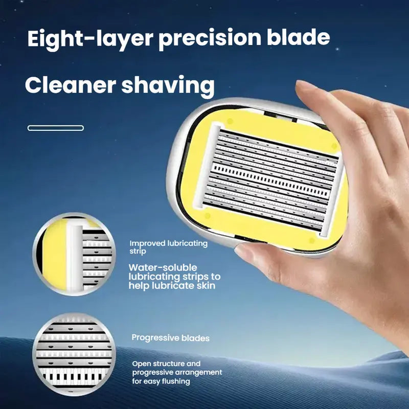🎀Men's Manual Head Razor – Multi-Blade Wet Shaving & Easy-Rinse Design