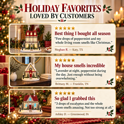 ❤️Christmas House Aroma Diffuser with Lights & Chimney Mist