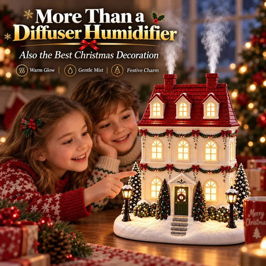 ❤️Christmas House Aroma Diffuser with Lights & Chimney Mist