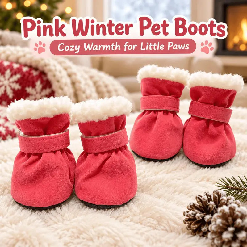 🎉Soft Velvet Puppy Booties, Warm Non-Slip Paw Covers for Small Dogs
