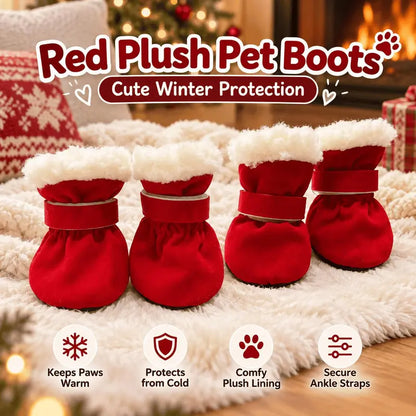 🎉Soft Velvet Puppy Booties, Warm Non-Slip Paw Covers for Small Dogs