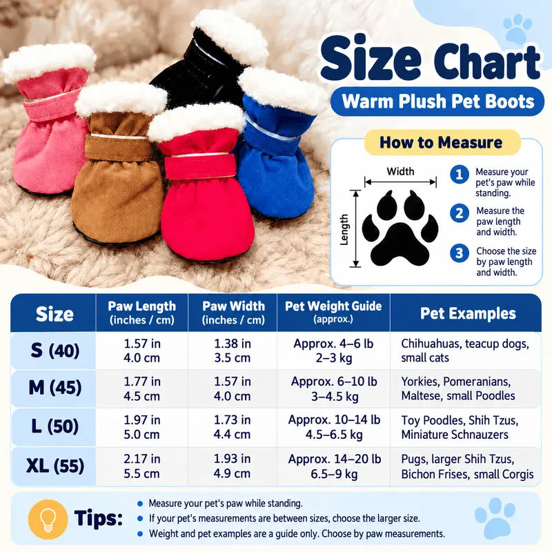 🎉Soft Velvet Puppy Booties, Warm Non-Slip Paw Covers for Small Dogs