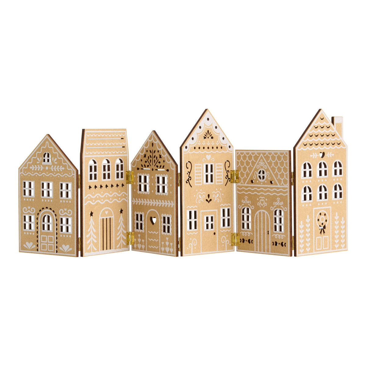 🎀Laser Cut Wood Gingerbread House Panel Decor – Foldable Christmas Village