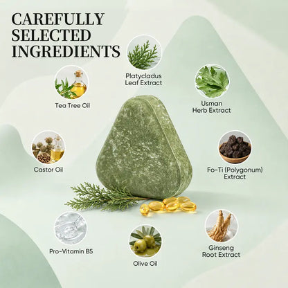 ❤️Herbal Shampoo Bar for Thinning Hair – Ginseng & Tea Tree Scalp Care, 120g