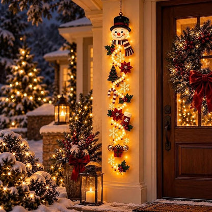 🎀Glowing Christmas Door Hanger – Lighted Vertical Holiday Décor