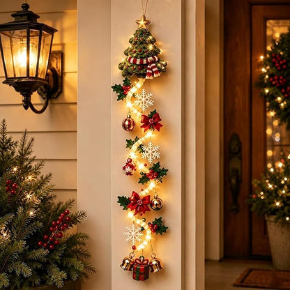 🎀Glowing Christmas Door Hanger – Lighted Vertical Holiday Décor