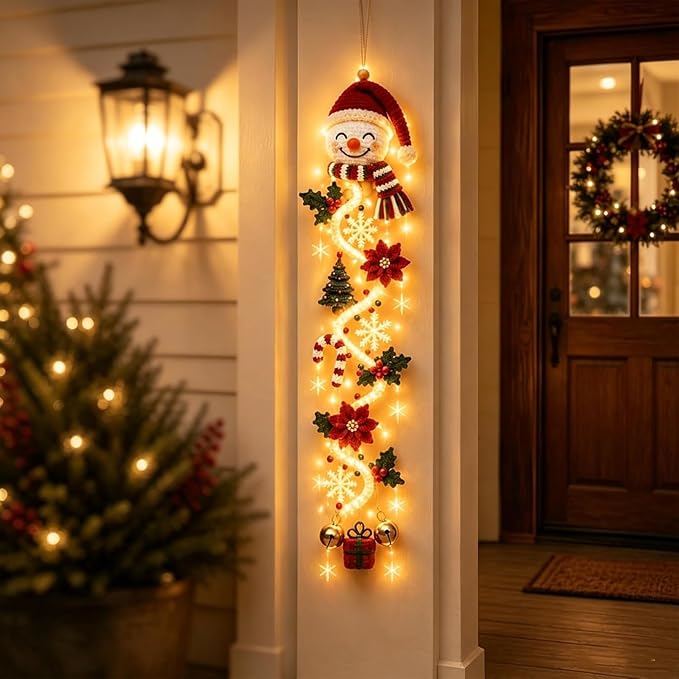 🎀Glowing Christmas Door Hanger – Lighted Vertical Holiday Décor