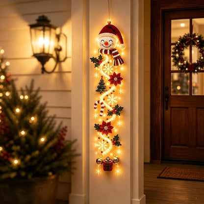 🎀Glowing Christmas Door Hanger – Lighted Vertical Holiday Décor